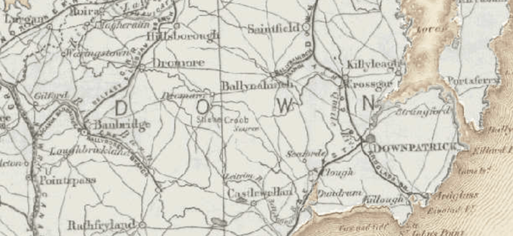 Holmes genealogy research in Co Down, Ireland including Leacale, Castlereagh, Iveagh, Drumbo, Lenaderg