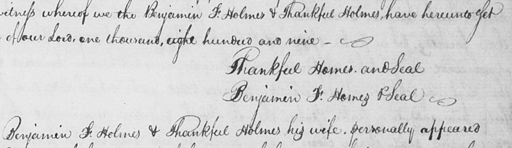 Benjamin and Thankful Homes to Israel Jacon 1809