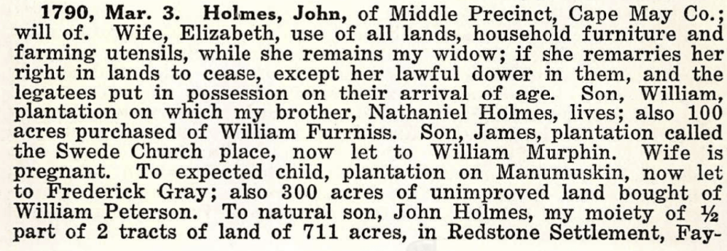 1790 will of John Holmes of Cape May County, NJ p1
