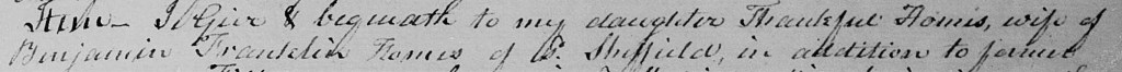 Richard Jacob 1808 will. Bequest to daughter Thankful Homes, wife of Benjamin Franklin Homes.