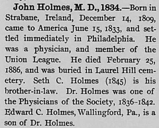 Dr John Holmes of Philadelphia