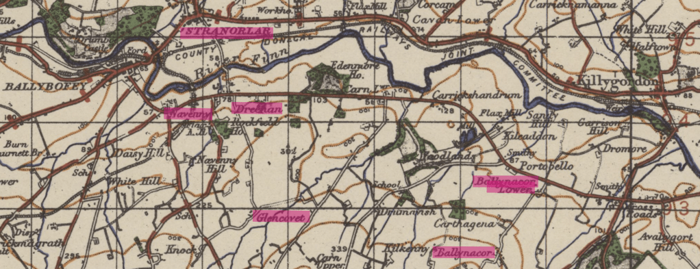 Navenny, Dreenen, Glencovet, Dreenan map