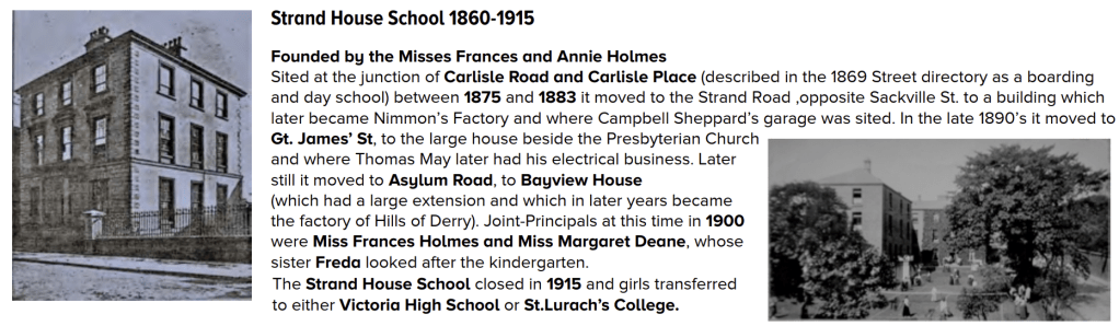 Strand House School founded by Frances and Annie Holmes