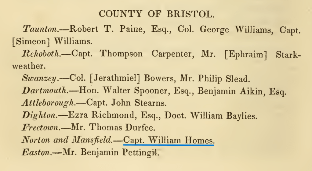 3rd Provincial Massachusetts Congress - William Homes